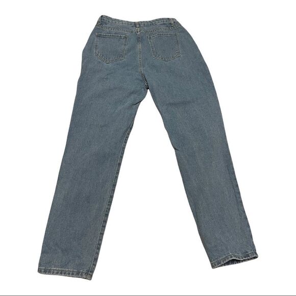 Shein Distressed High Rise Mom Jeans Blue Large - Picture 5 of 9